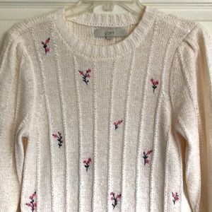 Loft floral cream long sleeve sweater M